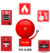 Fire alarm system icons set. Red ringing bell. Vector illustration